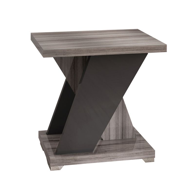 DITA - Table d'Appoint Carrée Aspect Noyer Gris Foncé