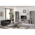 DITA - Meuble TV 2 Portes 1 Tiroir Aspect Noyer Gris Foncé