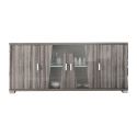 DITA - Buffet 4 Portes Aspect Noyer Gris Foncé + Eclairage Leds