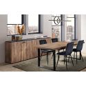 GLESS - Ensemble Séjour Buffet et Table 200cm Aspect Bois Piètement U Métal Noir