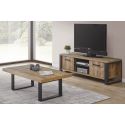 KORA - Ensemble Table Basse + Meuble TV Aspect Bois et Métal