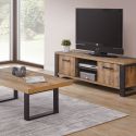 KORA - Ensemble Table Basse + Meuble TV Aspect Bois et Métal