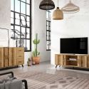 LAPPA - Pack Salon Meuble TV 136cm + Buffet 2 Portes Effet Chêne et Bois Vieilli