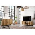 LAPPA - Pack Salon Meuble TV 136cm + Buffet 2 Portes Effet Chêne et Bois Vieilli