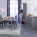 MELINA - Ensemble Table 160cm + Vaisselier + Buffet