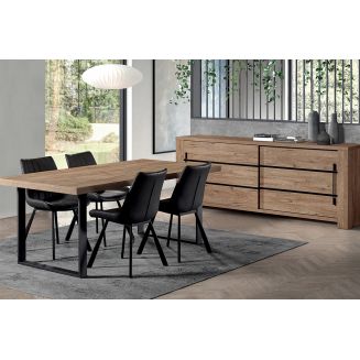 NILLA - Ensemble Buffet + Table 170cm Aspect Bois