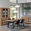 NILLA - Ensemble Buffet + Vitrine + Table 230cm Aspect Bois