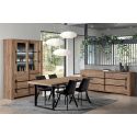 NILLA - Ensemble Buffet + Vitrine + Table 230cm Aspect Bois