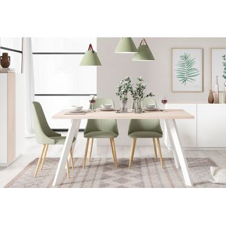 PANEIA LIGHT - Pack Séjour Buffet Bas + Buffet Haut + Table 160cm Sabia Effet Bois Clair