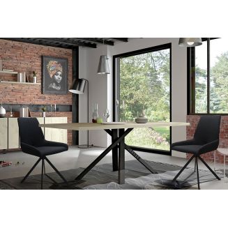 YUMA - Séjour Industriel Table 200cm + Buffet 3 Portes