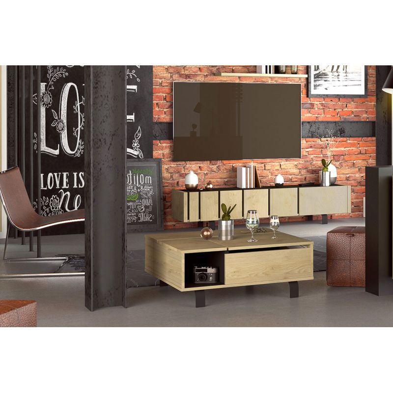 YUMA - Ensemble Salon Table Basse Relevable + Meuble TV