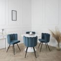 CHARLOTTE - Lot de 2 Chaises Velours Bleu