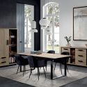 JACKSON - Table Repas 230cm Effet Bois Clair Piètement Anthracite