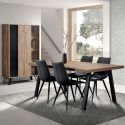 CARSON - Table 200cm Aspect Bois Piètement A Métal Poudré Noir