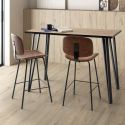 KAO - Table de Bar L.140cm Effet Bois Cerclage Noir Piétement Epingle Métal