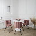 CHARLOTTE - Lot de 4 Chaises Velours Rose