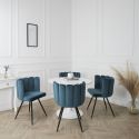 CHARLOTTE - Lot de 4 Chaises Velours Bleu