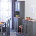 MELINA - Buffet Vaisselier 4 Portes 2 Tiroirs Coloris Gris