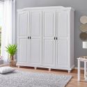 NEDER - Armoire 4 Portes Bois Massif Blanc