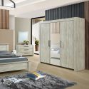 NATURAL - Armoire 3 Portes 210cm Aspect Bois Clair