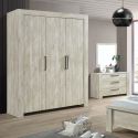 NATURAL - Armoire 3 Portes 165cm Aspect Bois Clair