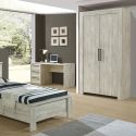 NATURAL - Armoire 2 Portes 118cm Aspect Bois Clair