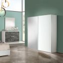 IZIA BLANCHE - Armoire 2 Portes Coulissantes avec Miroir