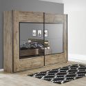 IRISA - Armoire 2 Portes Coulissantes 217cm Aspect Bois