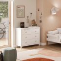 DAVA - Commode 3 Tiroirs en Pin Massif Blanc