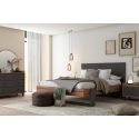 CAMINA - Chambre 140x190cm Lit + Chevets + Commode Effet Noyer et Anthracite