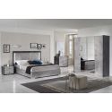 HYDE - Chambre Complète 160x200cm Gris Effet Pierre avec Leds