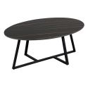 VIKASH - Table Basse Plateau en Céramique Effet Marbre Noir Piétement Métal Noir