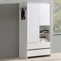 BODHI WHITE - Armoire 2 Portes 2 Tiroirs Blanche et Bois