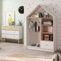 KAINA - Dressing Cabane Enfant MDF et Pin Coloris Blanc et Naturel