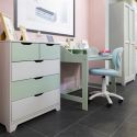 GLASCA - Pack Commode 6 Tiroirs + Bureau en Pin Massif