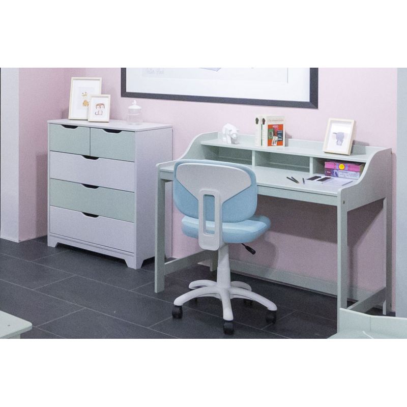 GLASCA - Pack Commode 6 Tiroirs + Bureau en Pin Massif