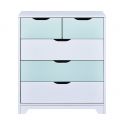 GLASCA - Pack Commode 6 Tiroirs + Bureau en Pin Massif