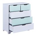 GLASCA - Pack Commode 6 Tiroirs + Bureau en Pin Massif