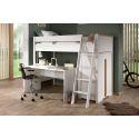 NASH WHITE - Pack Combiné Lit Mezzanine 90x200cm + Pack Bureau