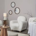 GANDY - Fauteuil Club Tissu Velours Côtelé Beige