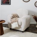 GANDY - Fauteuil Club Tissu Velours Côtelé Beige