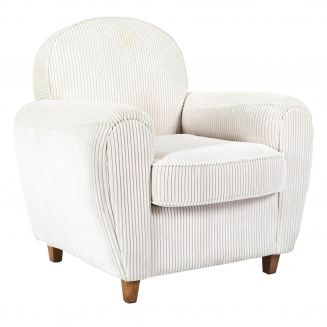 GANDY - Fauteuil Club Tissu Velours Côtelé Beige