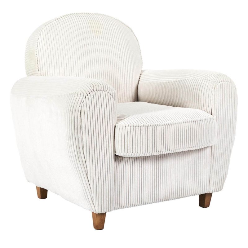 GANDY - Fauteuil Club Tissu Velours Côtelé Beige