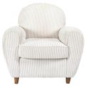 GANDY - Fauteuil Club Tissu Velours Côtelé Beige