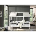 LAKA - Lit Maison 90x200cm Blanc Toit Semi-Ouvert avec Sommier