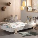 STAPEL - Lit Empilable 90x200cm Blanc Pieds Smiley