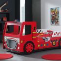 FIREMAN - Lit Camion de Pompier 90x200cm Rouge avec Leds