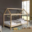 ARKAN - Lit Cabane 90x200cm en Pin Massif Naturel + Matelas