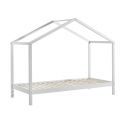 ARKAN - Lit Maison 90x200cm en Pin Massif Blanc avec Voile