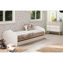 KAINA - Pack Lit 90x200cm avec Tiroir + Commode 4 Tiroirs Coloris Blanc et Naturel